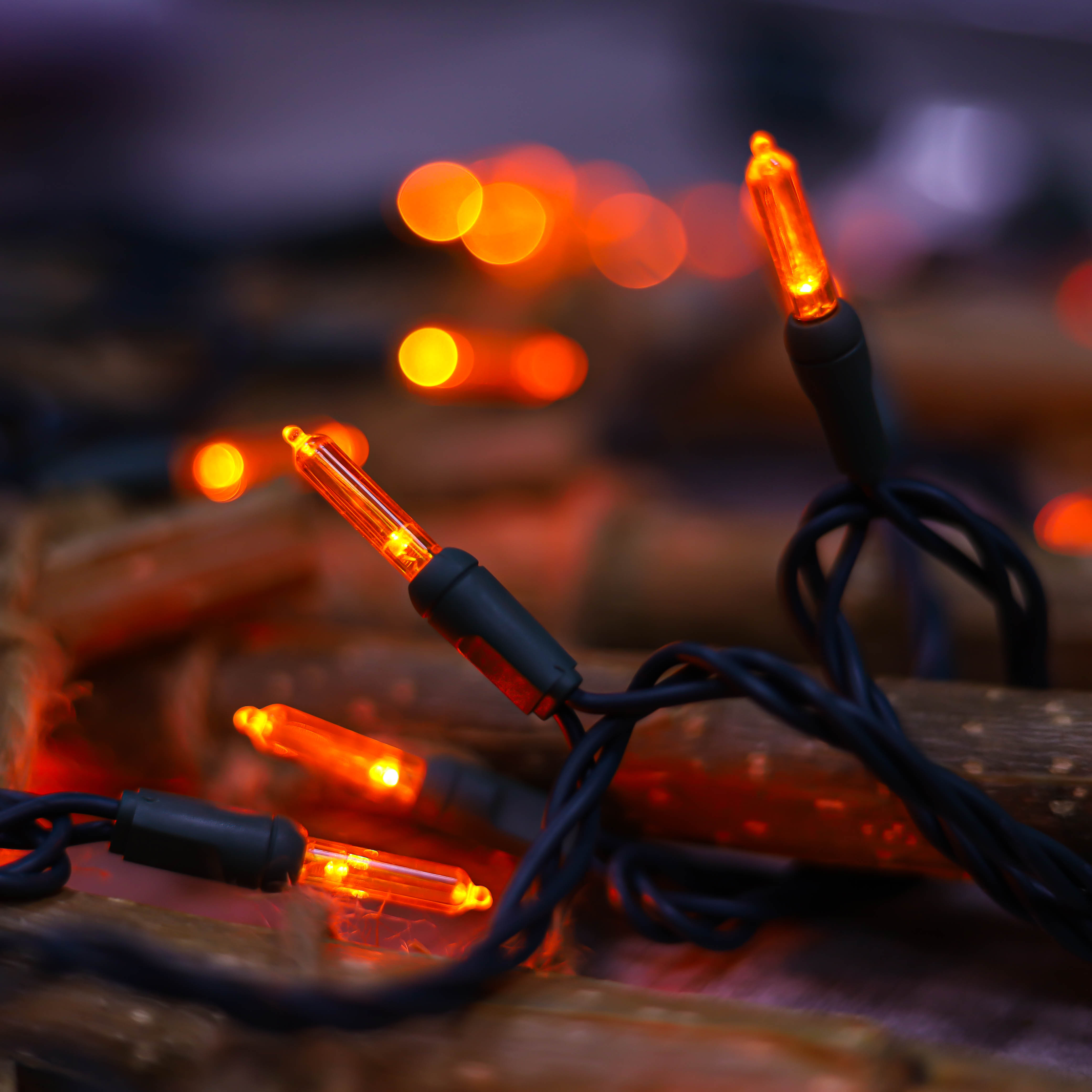 T5 LED String Lights Orange UL Light Set for Christmas Decoration